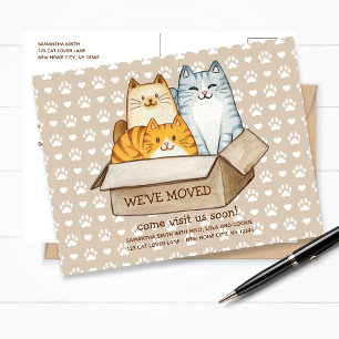 Cute cat illustrerar flytta-meddelande helg vykort