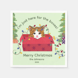 Cute Cat in a Box Here for the Boxes Christmas Pappersservett