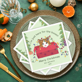 Cute Cat in a Box Here for the Boxes Christmas Pappersservett