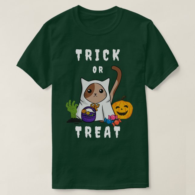 Cute Cat in a Halloween Costume on a Mörk T Shirt (Design framsida)