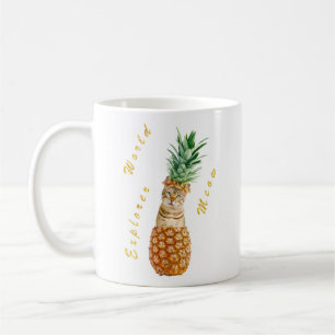 Cute Cat in a Pineapple World Explorer Meow Kaffemugg