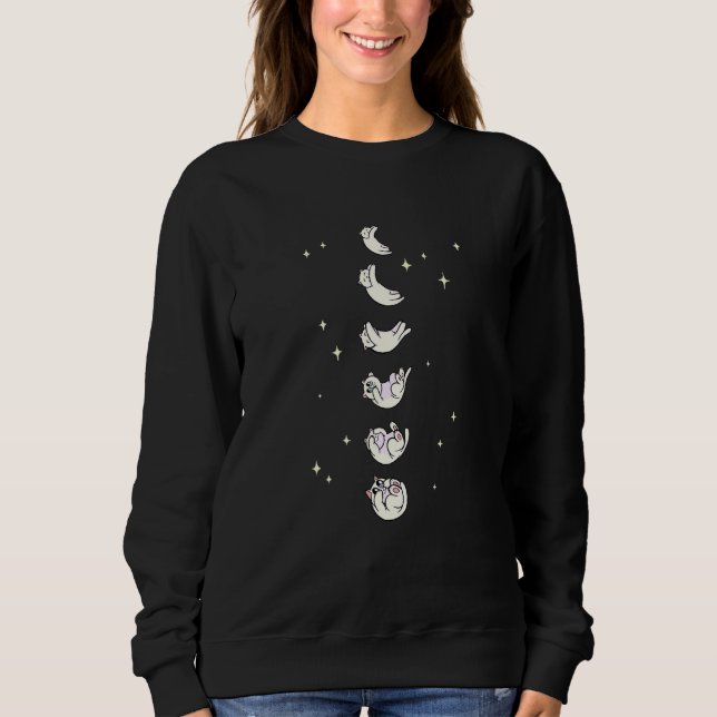 Cute Cat In Celestial Lunar Moon Phase  Cat T Shirt (Framsida)