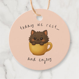 Cute Cat in Cup Gift Tags | Favor Box Tags Gåvor Etiketter