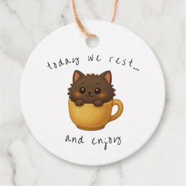 Cute Cat in Cup Gift Tags | Favor Box Tags Gåvor Etiketter