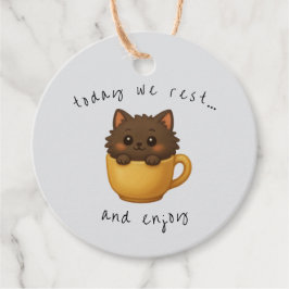 Cute Cat in Cup Gift Tags | Favor Box Tags Gåvor Etiketter