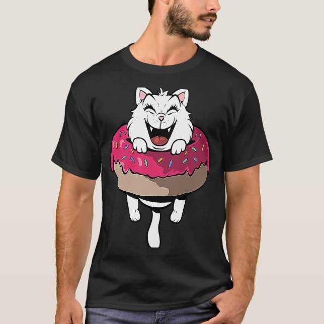 Cute cat in donut ring donut t shirt (Framsida)