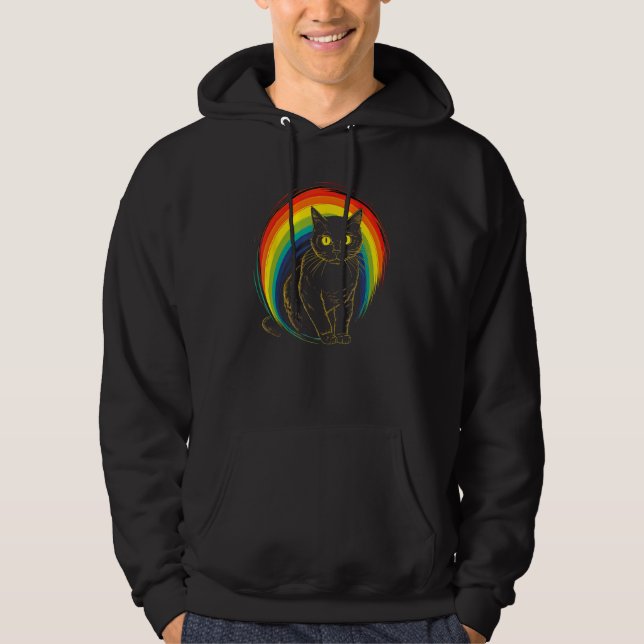 cute Cat in Front of Rainbow cats  catowner 21 Hoodie (Framsida)