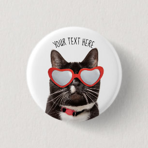Cute Cat in Heart Glasses Knapp
