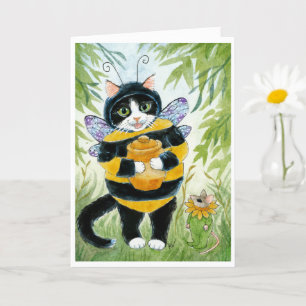 Cute Cat in HonungsBee costume card Kort
