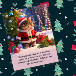 Cute Cat in Jultomten Outfit julkort Vykort