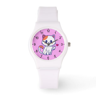Cute Cat in Kärlek Sign Hand-57577 Armbandsur