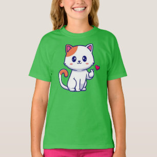 Cute Cat in Kärlek Sign Hand-57577 T Shirt