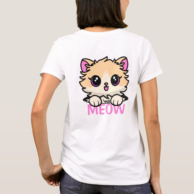 Cute Cat in Pocket T-Shirt (Baksida)