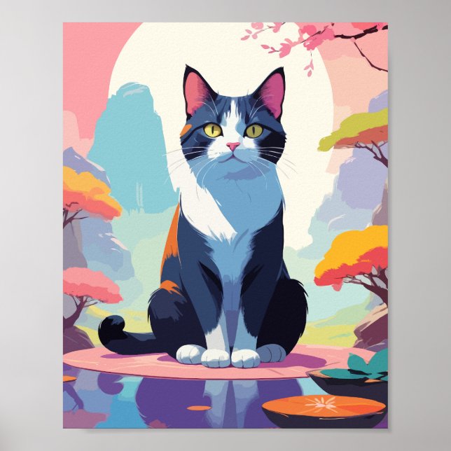 Cute Cat in Pond Poster (Framsidan)