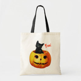 Cute Cat in Pumpkin Halloween Tygkasse