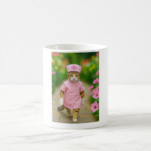 Cute Cat in Rosa Nurse Uniform Coffee Mugg
