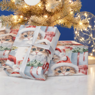 Cute cat in Santa hats with gifts Presentpapper