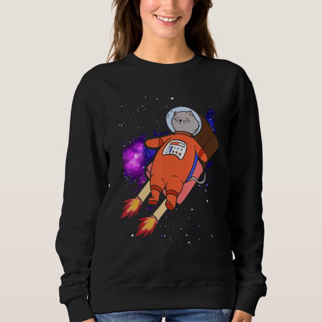 Cute Cat in Space Riding Popsicle T Shirt (Framsida)