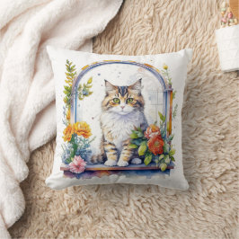 Cute Cat in Window-Personligen Kudde