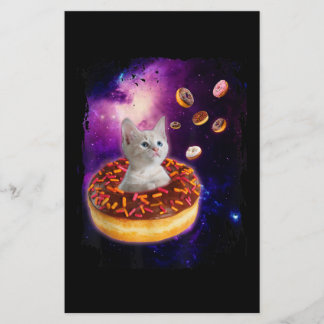 Cute Cat Inside Donut i rymden Kattunge Älskare Brevpapper