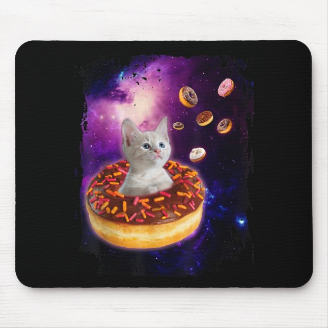 Cute Cat Inside Donut i rymden Kattunge Älskare Musmatta (Framsidan)