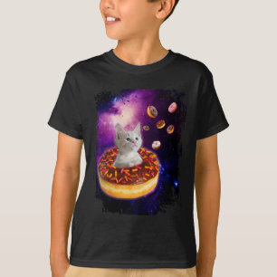 Cute Cat Inside Donut i Space Boys Girl - Kattunge T Shirt