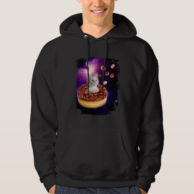 Cute Cat Inside Donut in Space Boys Girl  Kitty in Hoodie (Framsida)