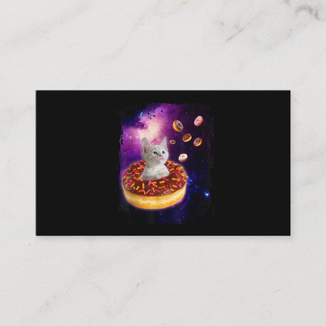 Cute Cat Inside Donut In Space Kitty Lovers Visitkort (Framsida)