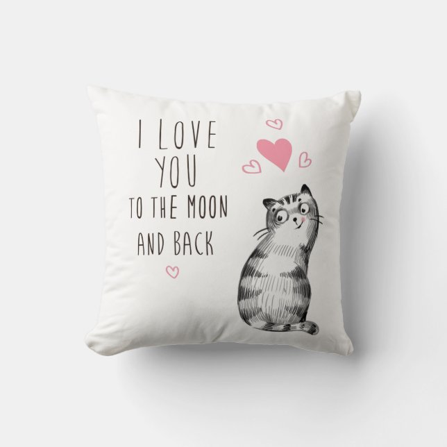 Cute Cat - jag Kärlek er till Måne och bak Kudde (Framsida)
