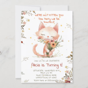 Cute Cat-jaktblommor, inbjudan att föda