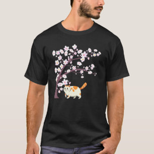 Cute Cat japansk Kitten Cherry Blommars Träd Saku T Shirt