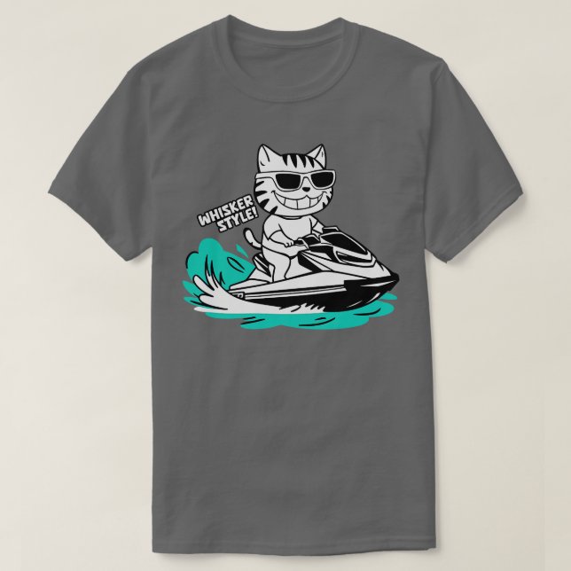 Cute Cat Jet Skiing Summer Funny Gift T Shirt (Design framsida)