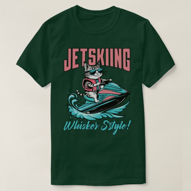 Cute Cat Jet Skiing Summer Gift 3 T Shirt (Design framsida)