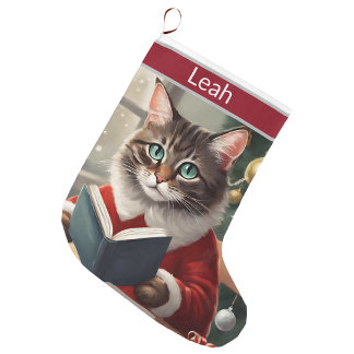 Cute Cat-jul Stor Julstrumpa