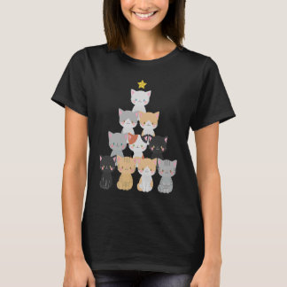 Cute Cat Julgran Meowy Julafton Helgdag T Shirt