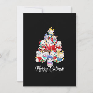 Cute Cat Julgran Merry Catmas för kitten Xm Inbjudningar