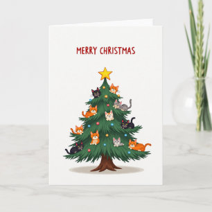 Cute Cat Julgran Merry Helgdag Card Kort
