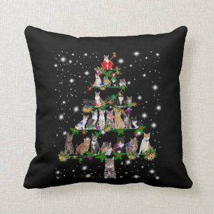 Cute Cat Julgran som täcks av Flashlight Kudde