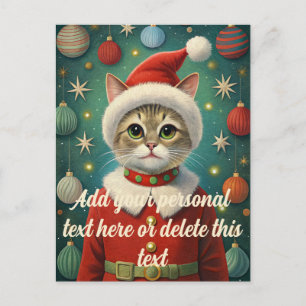 Cute cat jultomten jul vykort