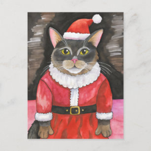 Cute Cat jultomten Vykort