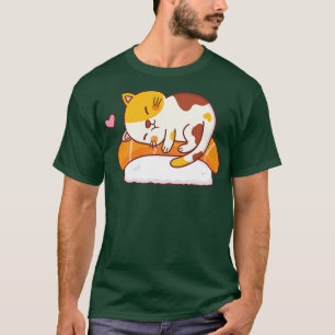 Cute Cat Kärlek Salmon Sushi T Shirt