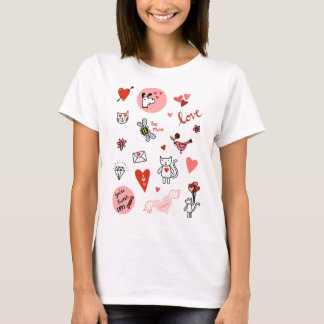 Cute Cat Kärlek Tecknad T Shirt