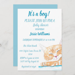 Cute Cat Kattunge Kitten Blue (Pojke) Inbjudningar