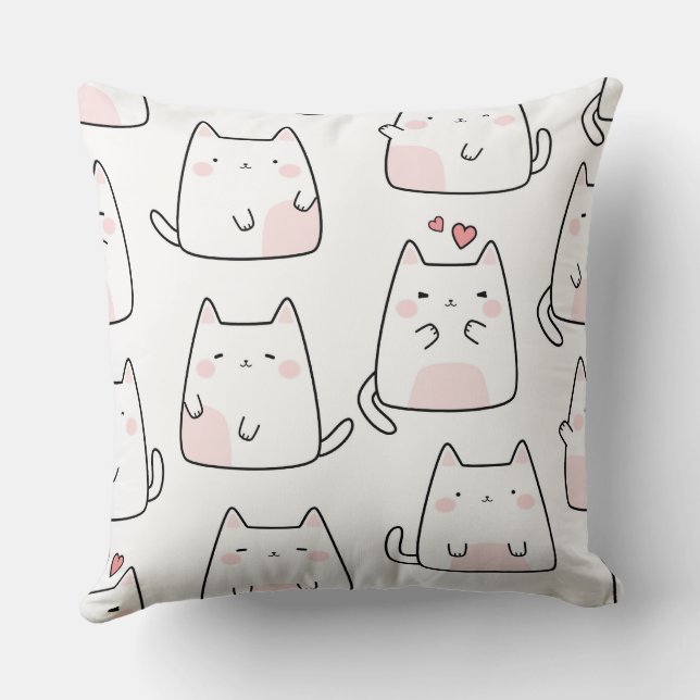Cute cat kattunge sömlös mönster kudde (Baksida)