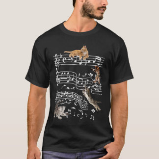 Cute Cat Kattunge spelar med Melody Musician T Shirt