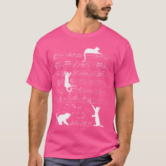 Cute Cat Kattunge spelar musik Clef Piano Musician T Shirt