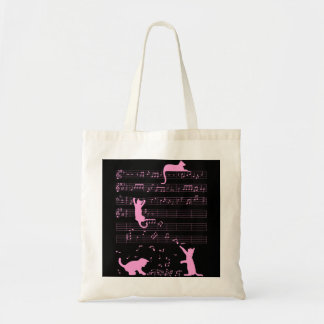 Cute Cat Kattunge spelar upp Music Note Rosa Clef  Tygkasse