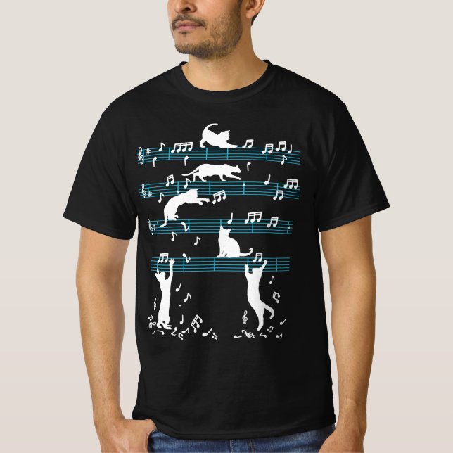 Cute Cat Kattunge spelar upp musik T Shirt (Framsida)