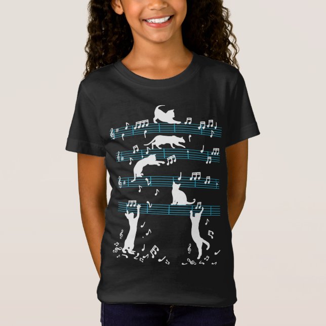 Cute Cat Kattunge spelar upp musik T Shirt (Framsida)