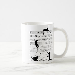 Cute Cat Kattunge spelar upp musikanteckning Clef Kaffemugg